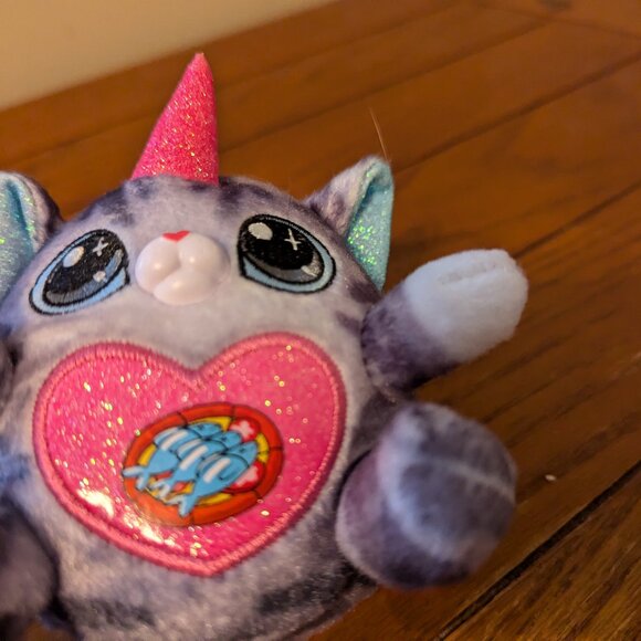 Zuru Rainbocorns Gray Tabby Cat Unicorn 4" Mini Plush Stuffed Animal Fish Tummy - Picture 3 of 11